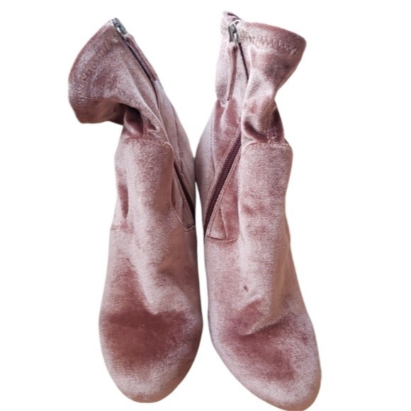 Steve Madden Velour Boots Womens 8.5M Mid-calf Block Heel Blush Pink Coquette - Picture 2 of 6